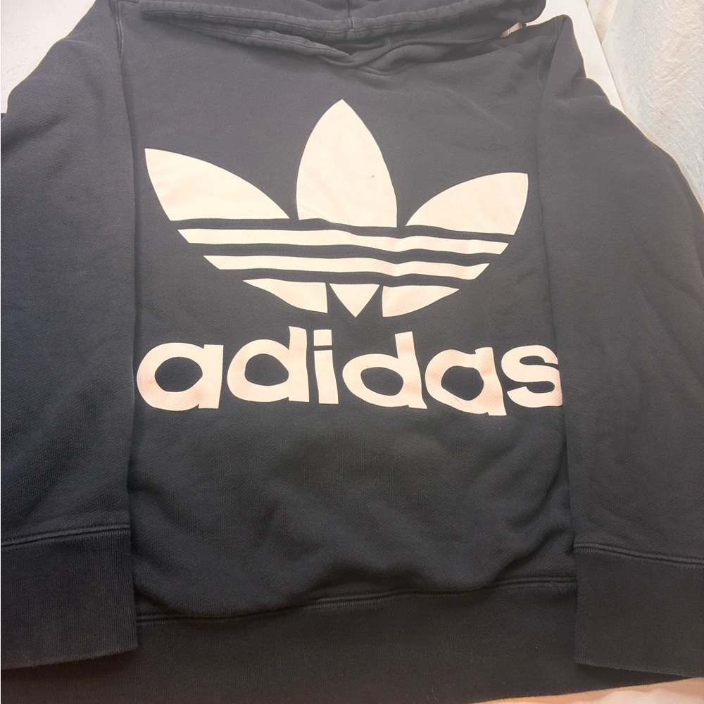 Adidas Black and White Trefoil Hoodie woman's